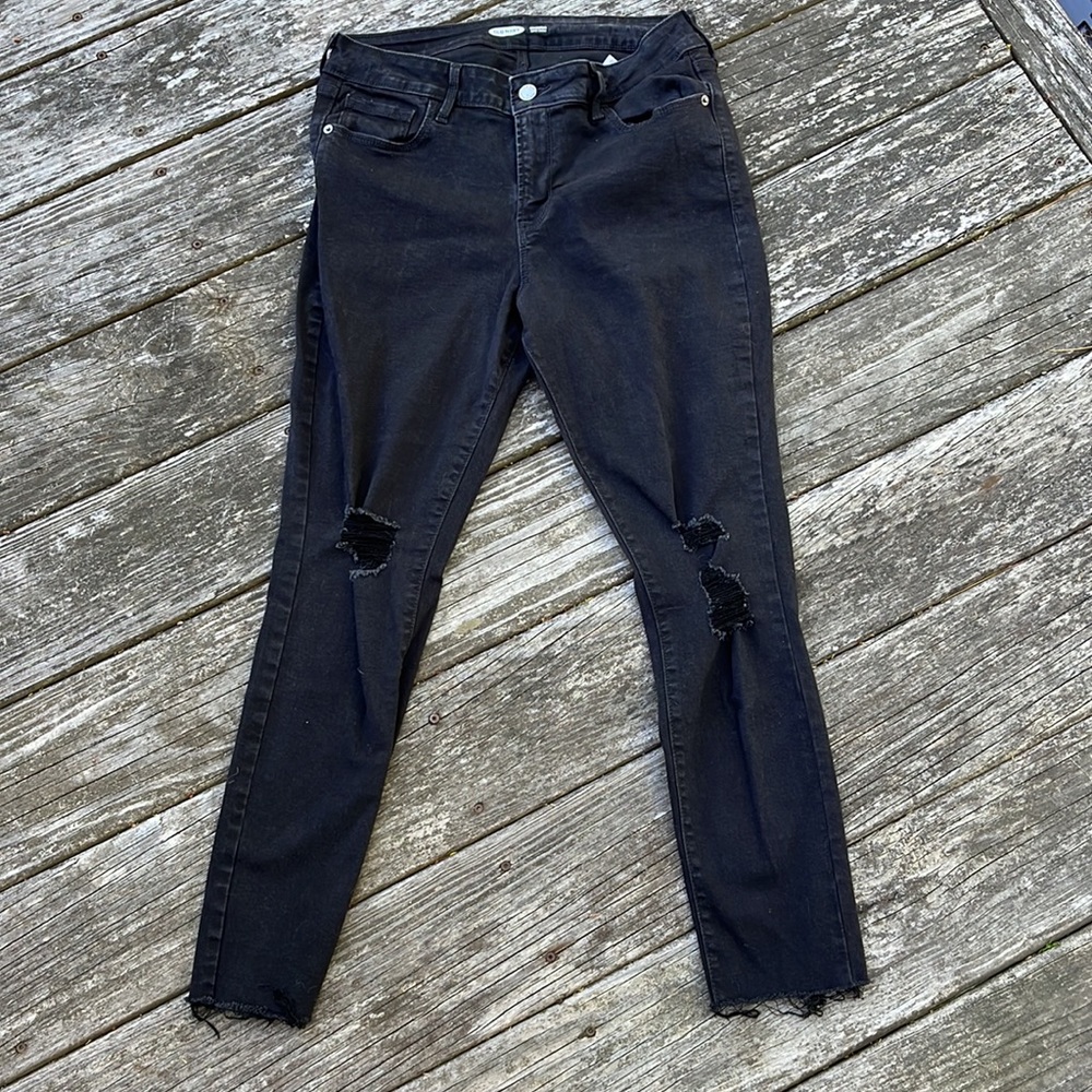 Black Rockstar Super Skinny Destroyed Jeans 12 R